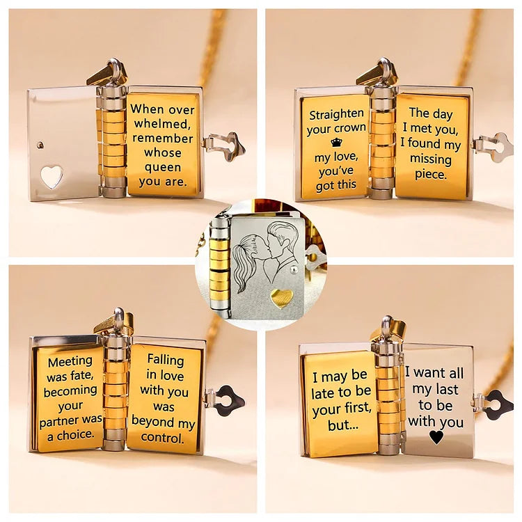 For Love - I Love You Book Necklace
