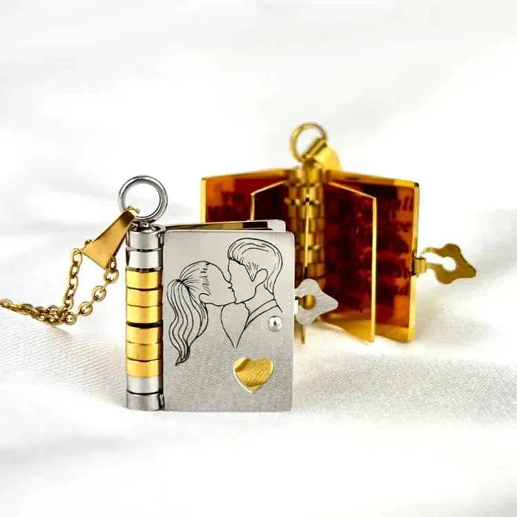 For Love - I Love You Book Necklace