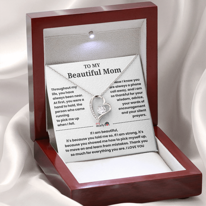 To My Beautiful Mom I Love you "Heart Necklace"