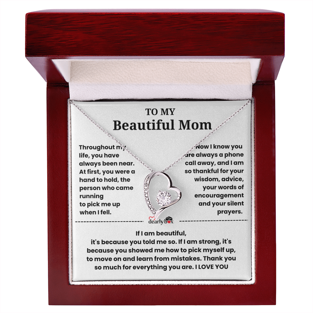 To My Beautiful Mom I Love you "Heart Necklace"