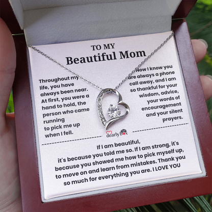 To My Beautiful Mom I Love you "Heart Necklace"