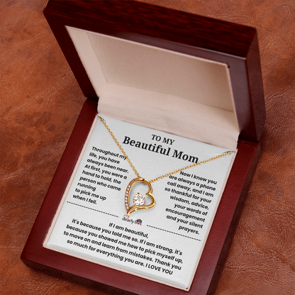 To My Beautiful Mom I Love you "Heart Necklace"