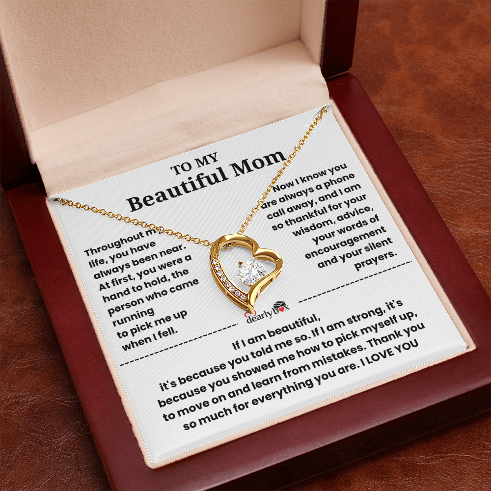 To My Beautiful Mom I Love you "Heart Necklace"