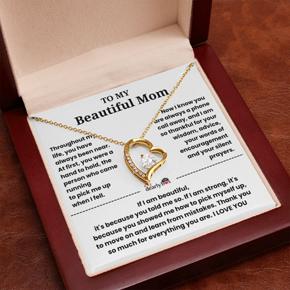 To My Beautiful Mom I Love you "Heart Necklace"