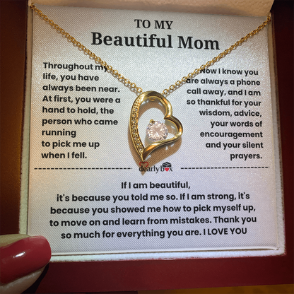 To My Beautiful Mom I Love you "Heart Necklace"
