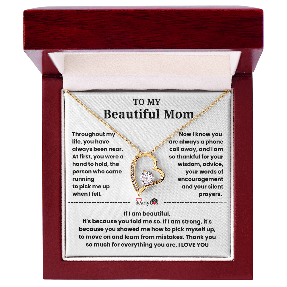 To My Beautiful Mom I Love you "Heart Necklace"
