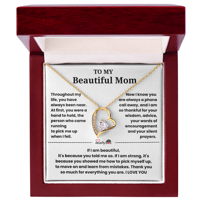 To My Beautiful Mom I Love you "Heart Necklace"