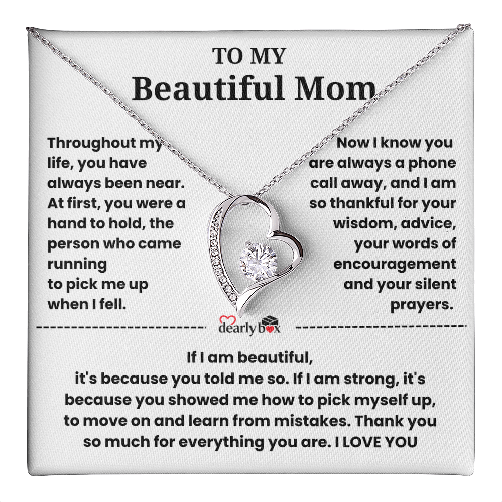 To My Beautiful Mom I Love you "Heart Necklace"