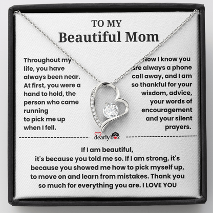 To My Beautiful Mom I Love you "Heart Necklace"