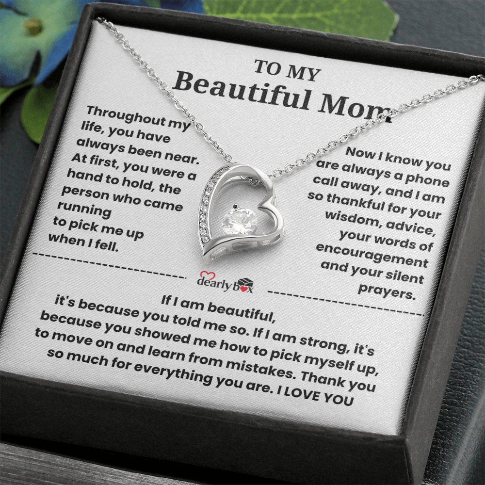 To My Beautiful Mom I Love you "Heart Necklace"