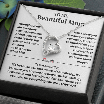 To My Beautiful Mom I Love you "Heart Necklace"