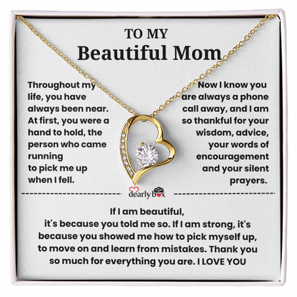To My Beautiful Mom I Love you "Heart Necklace"