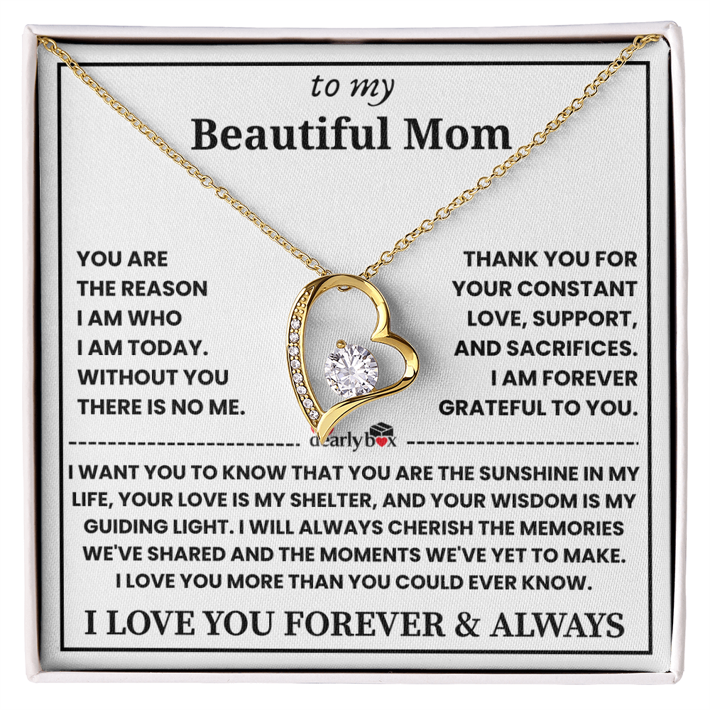 To My Mom - Love You Forever Heart Necklace