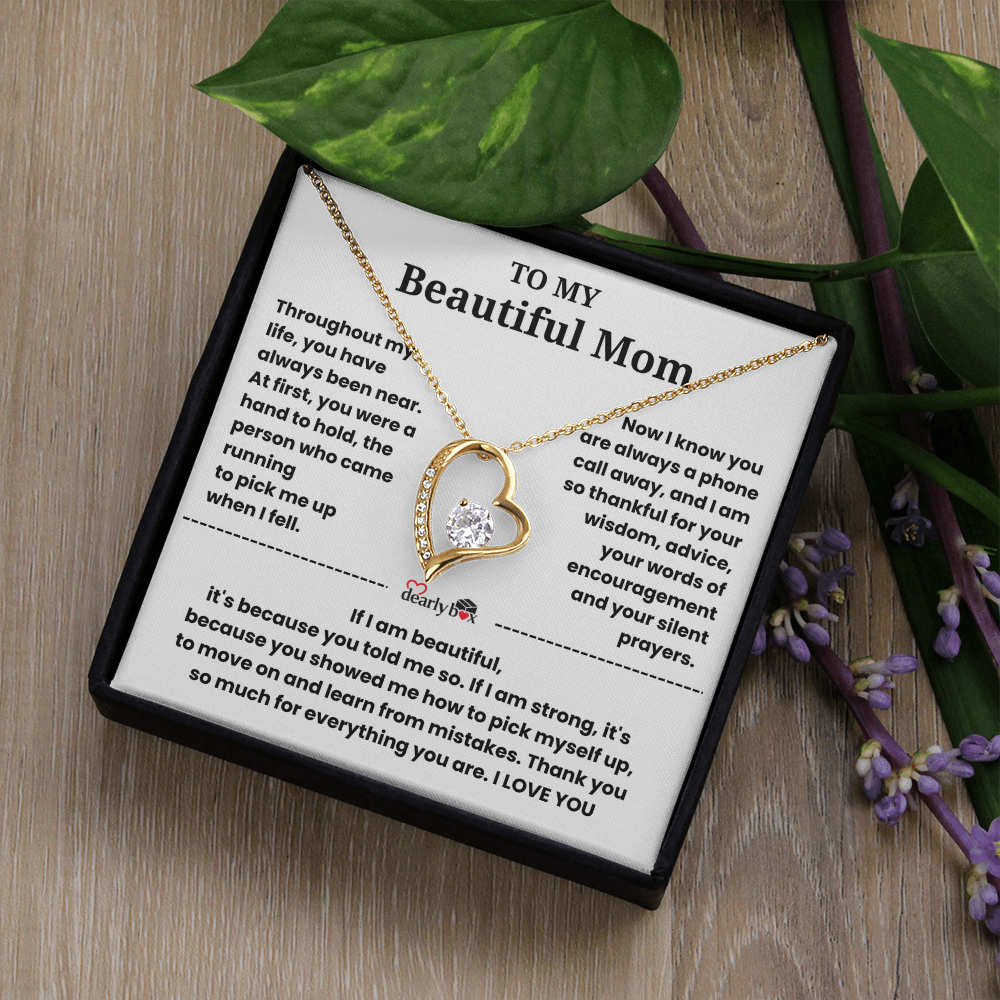 To My Beautiful Mom I Love you "Heart Necklace"