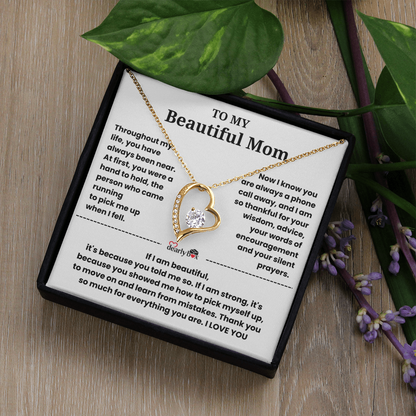 To My Beautiful Mom I Love you "Heart Necklace"