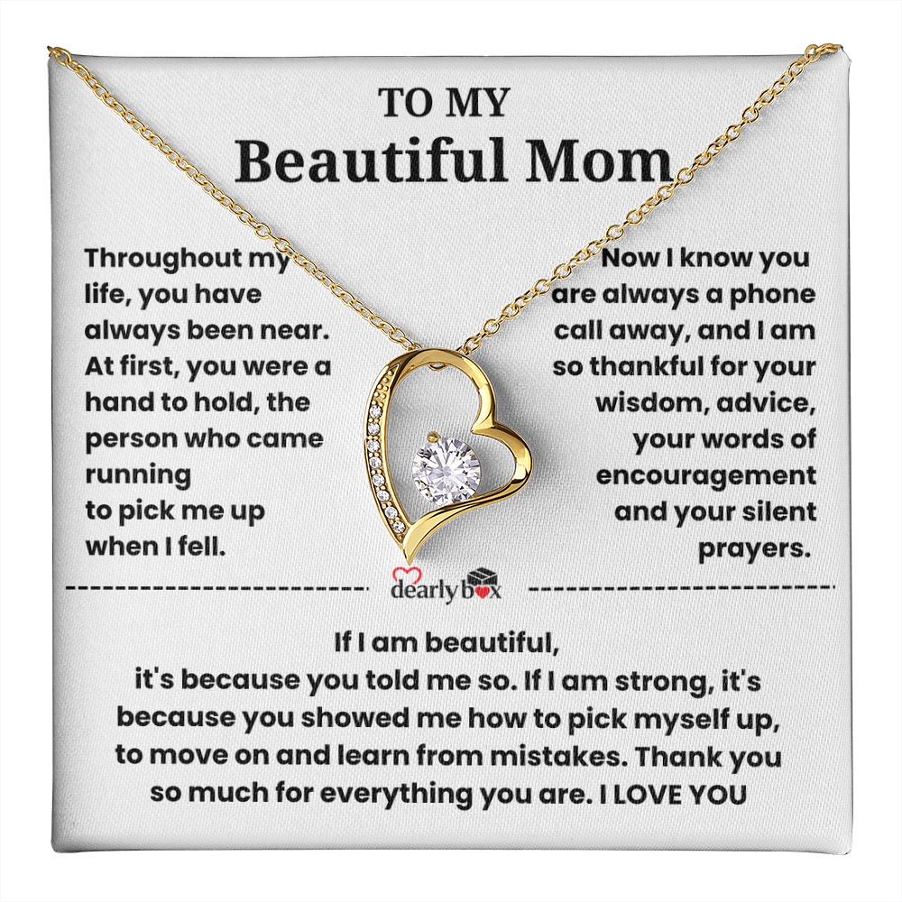 To My Beautiful Mom I Love you "Heart Necklace"