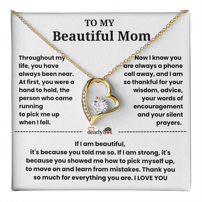 To My Beautiful Mom I Love you "Heart Necklace"