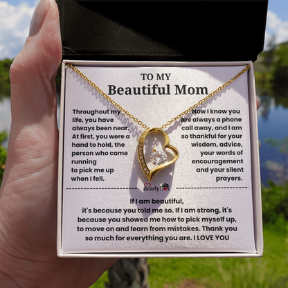 To My Beautiful Mom I Love you "Heart Necklace"