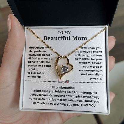To My Beautiful Mom I Love you "Heart Necklace"