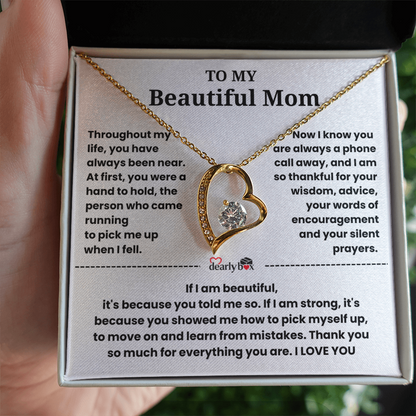 To My Beautiful Mom I Love you "Heart Necklace"