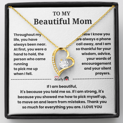 To My Beautiful Mom I Love you "Heart Necklace"