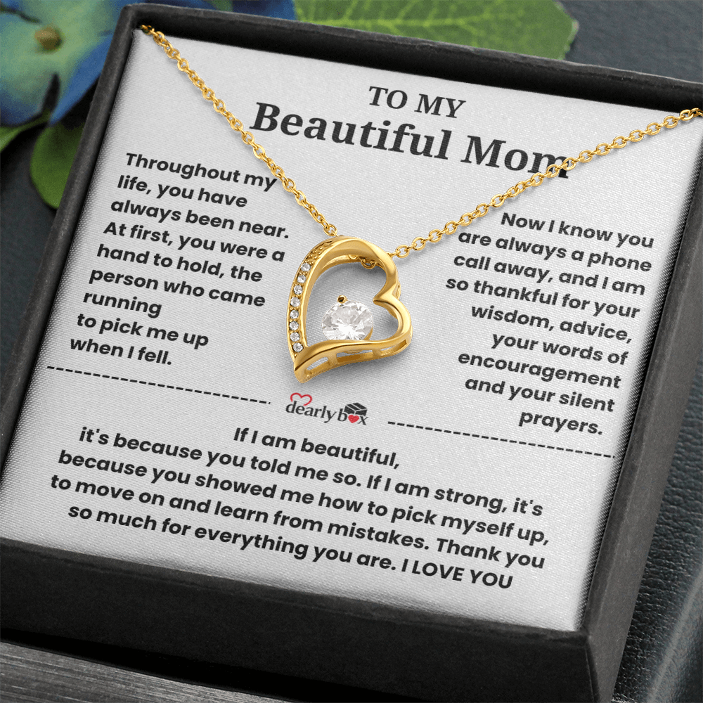 To My Beautiful Mom I Love you "Heart Necklace"
