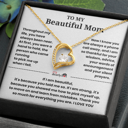 To My Beautiful Mom I Love you "Heart Necklace"