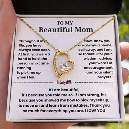 To My Beautiful Mom I Love you "Heart Necklace"