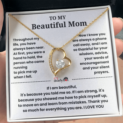 To My Beautiful Mom I Love you "Heart Necklace"