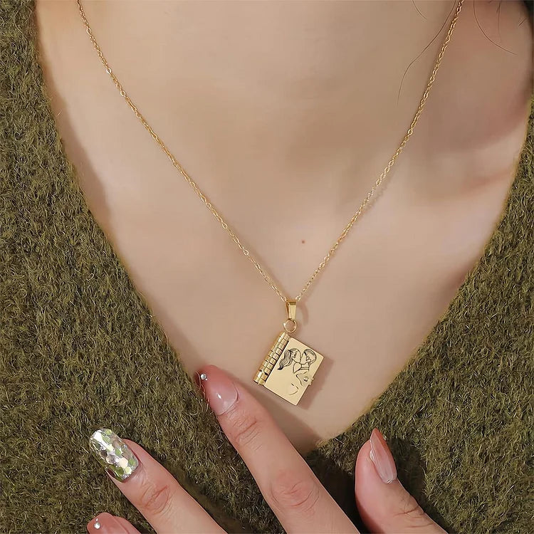 For Love - I Love You Book Necklace